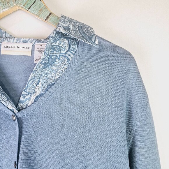 Alfred Dunner Woman St. Regis, Wedgewood Blue, 2 Pc Faux Collar Sweater Set, NWT - Picture 2 of 6